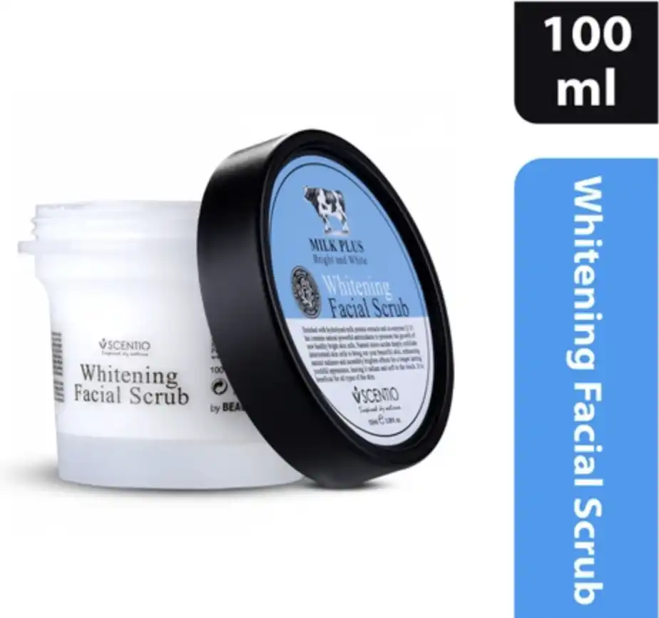 Product image of Scentio Milk Plus Whitening Q10 Facial Scrub – Brightening & Exfoliating Cleanser - Beauty Buffet