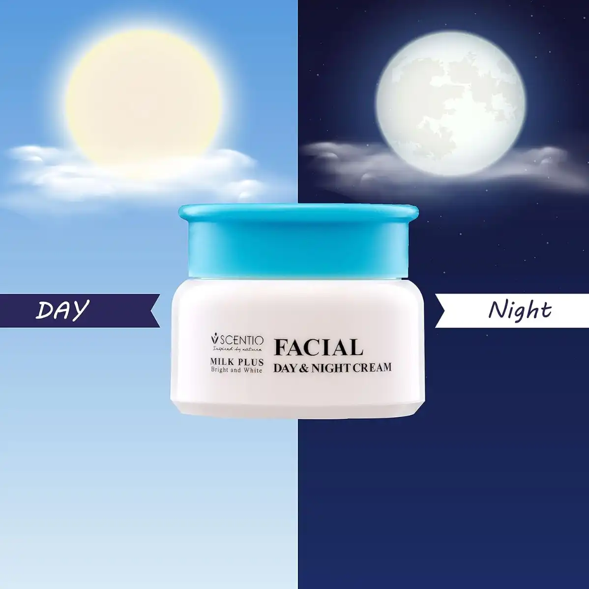 Product image of Scentio Milk Plus Bright & White Facial Day & Night Cream – Radiance & Hydration Treatment - Beauty Buffet