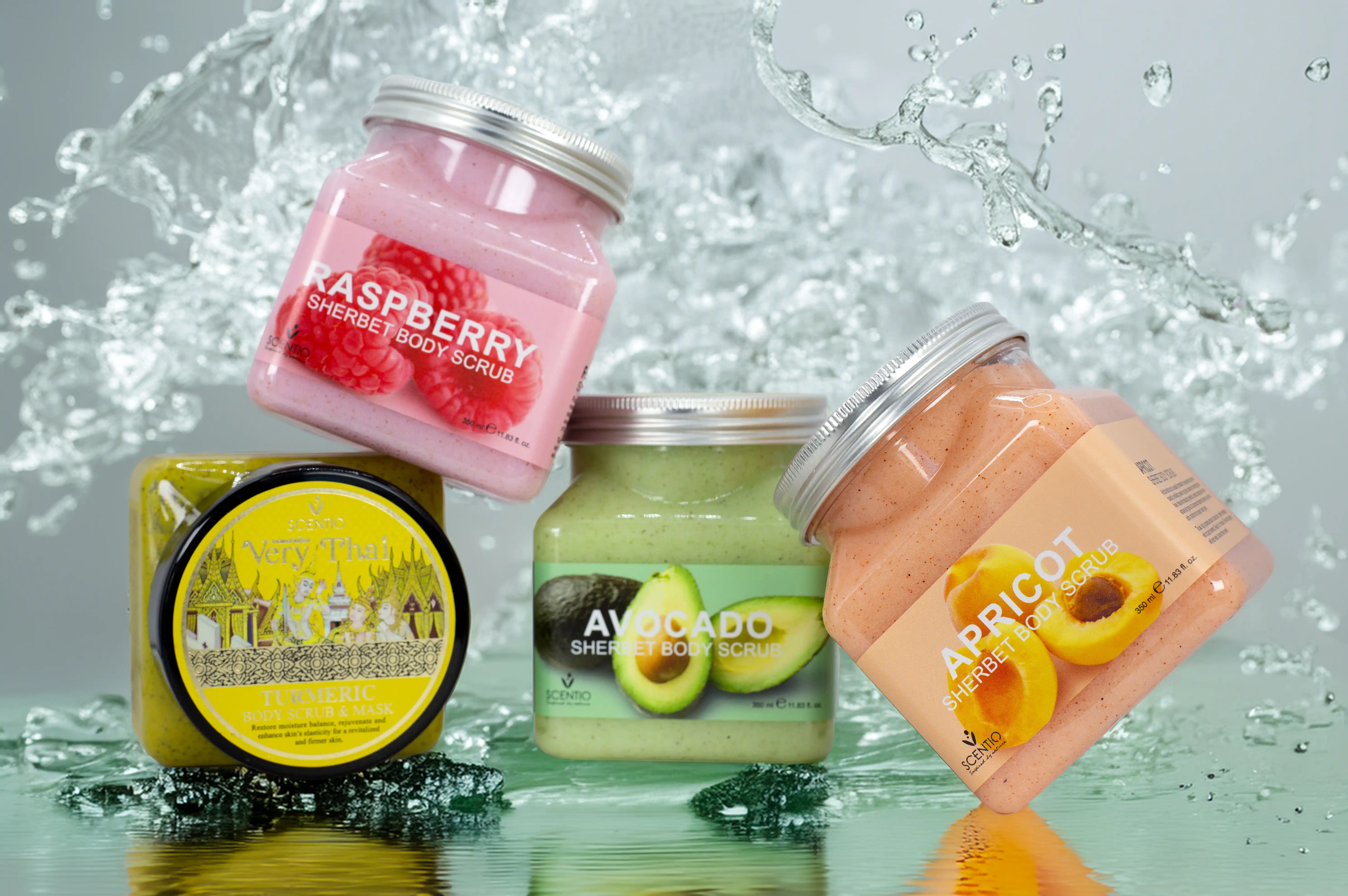 Product image of Scentio Sherbet Body Scrub Collection – Raspberry, Apricot & Avocado (350 ml) - Beauty Buffet