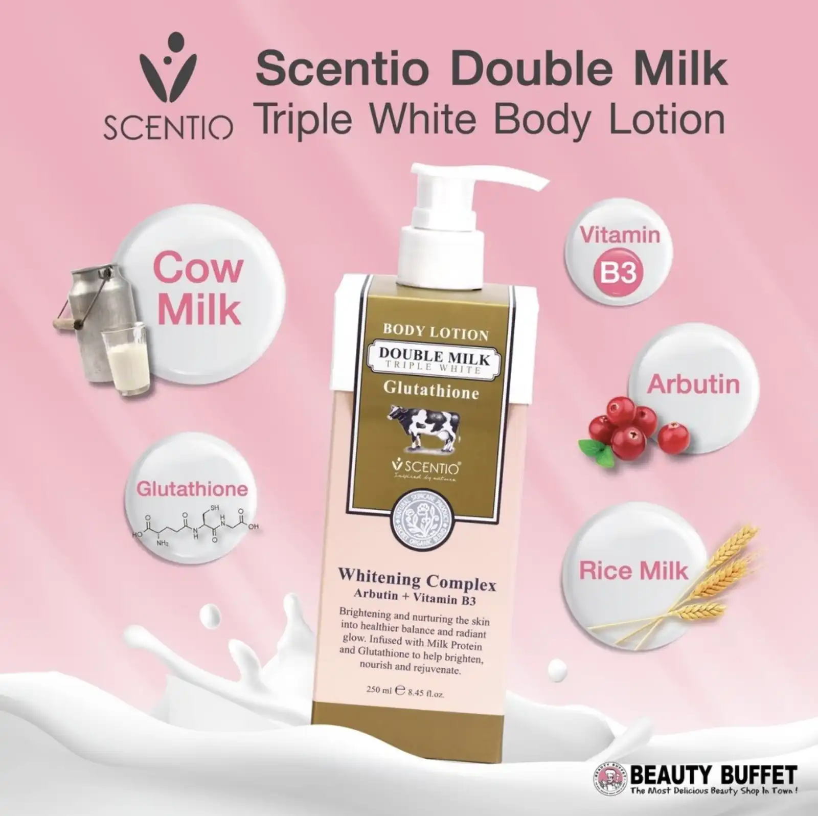 Product image of Scentio Double Milk Triple Bright Body Lotion – Whitening & Moisturizing Milk Lotion - Beauty Buffet