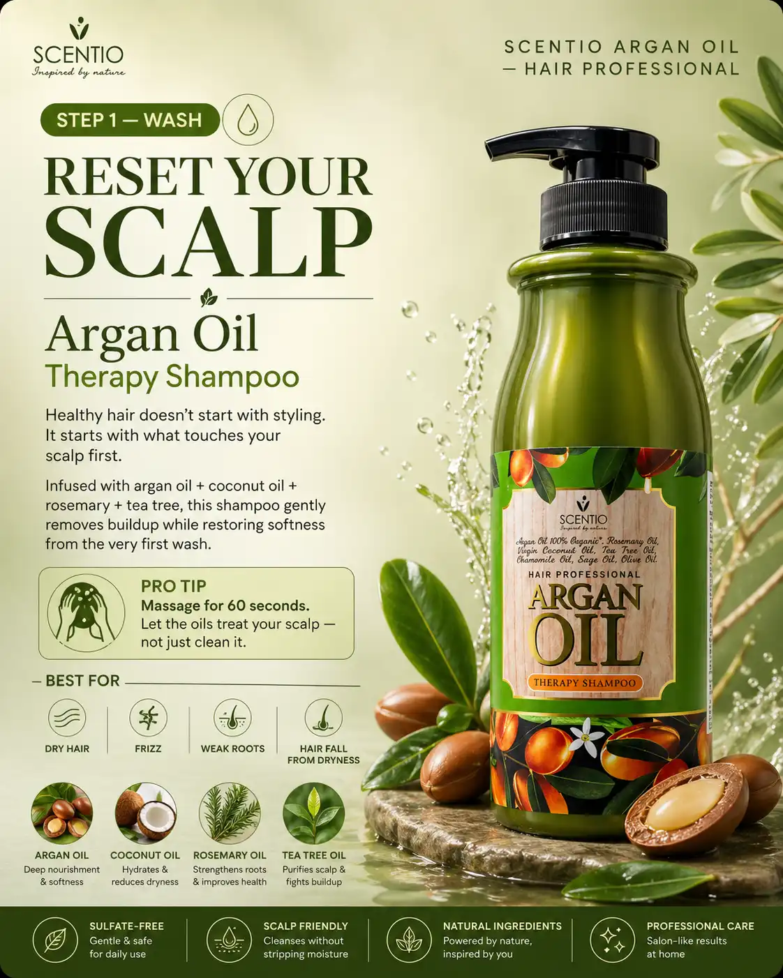 Product image of Scentio Argan Oil Therapy Routine Set (4-Step Hair Repair Combo)