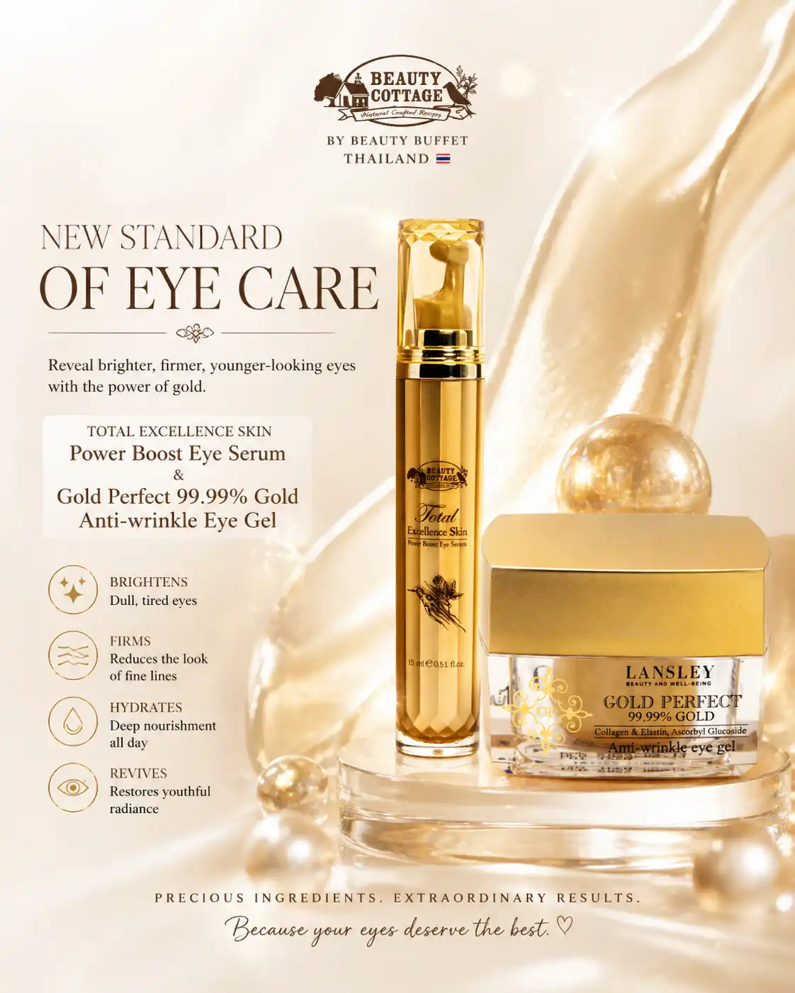 Product image of Lansley Gold Perfect Anti-Wrinkle Eye Gel – Firming & Brightening - Beauty Buffet