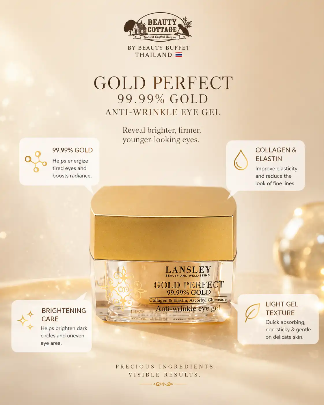 Product image of Lansley Gold Perfect Anti-Wrinkle Eye Gel – Firming & Brightening - Beauty Buffet