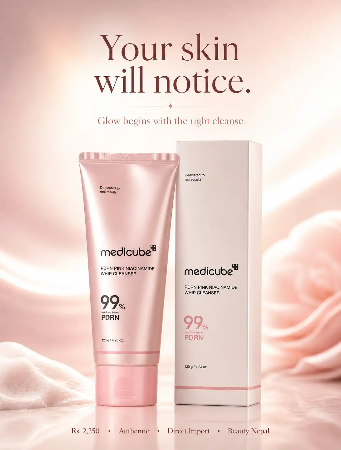 Product image of Medicube PDRN Pink Niacinamide Whip Cleanser 120g | Brightening & Hydrating Face Wash in Nepal