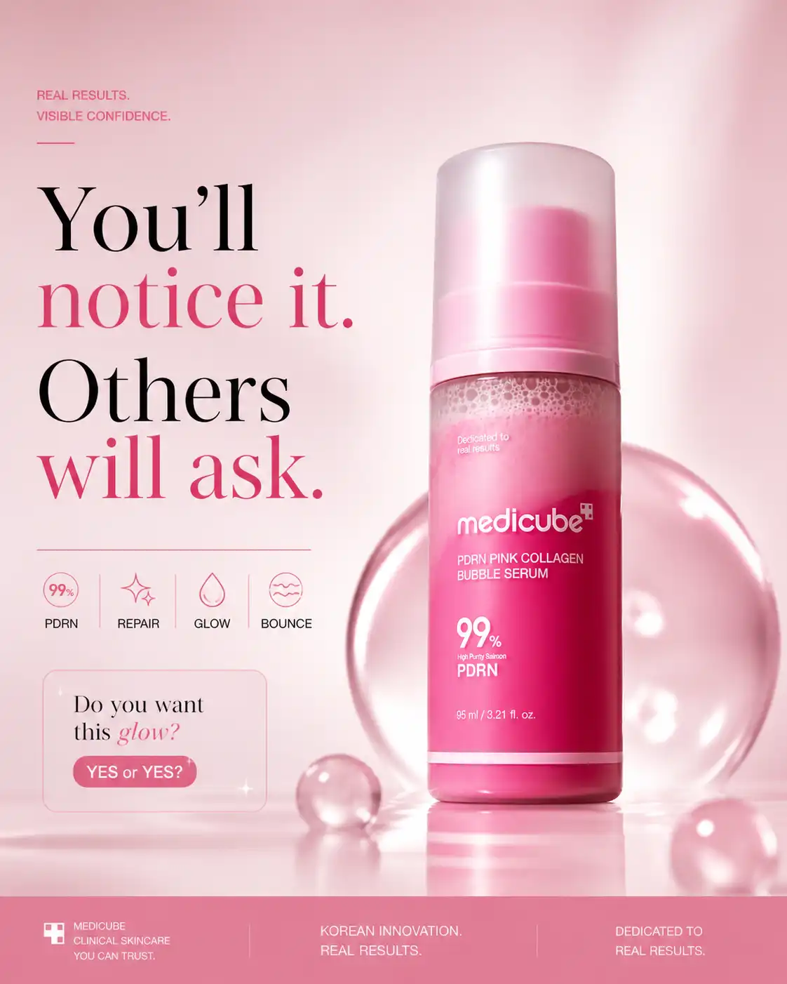 Product image of Medicube PDRN Pink Collagen Bubble Serum – 99% High Purity Salmon PDRN (95 ml)