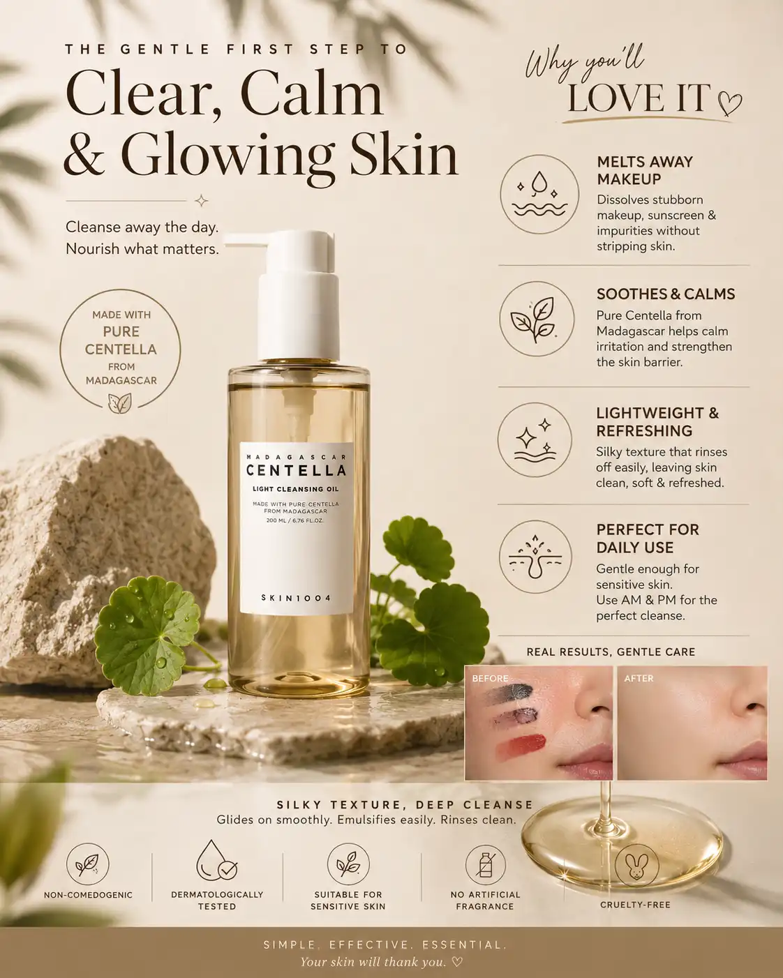 Product image of SKIN1004 Madagascar Centella Light Cleansing Oil – Gentle Makeup Remover & Daily Deep Cleansing Oil