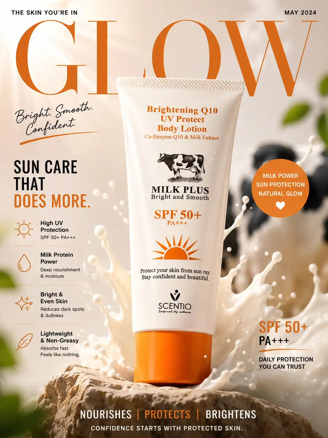 Product image of Scentio Milk Plus Brightening Q10 UV Protect Body Lotion SPF 50+ PA+++ – Whitening & Sun Protection Lotion