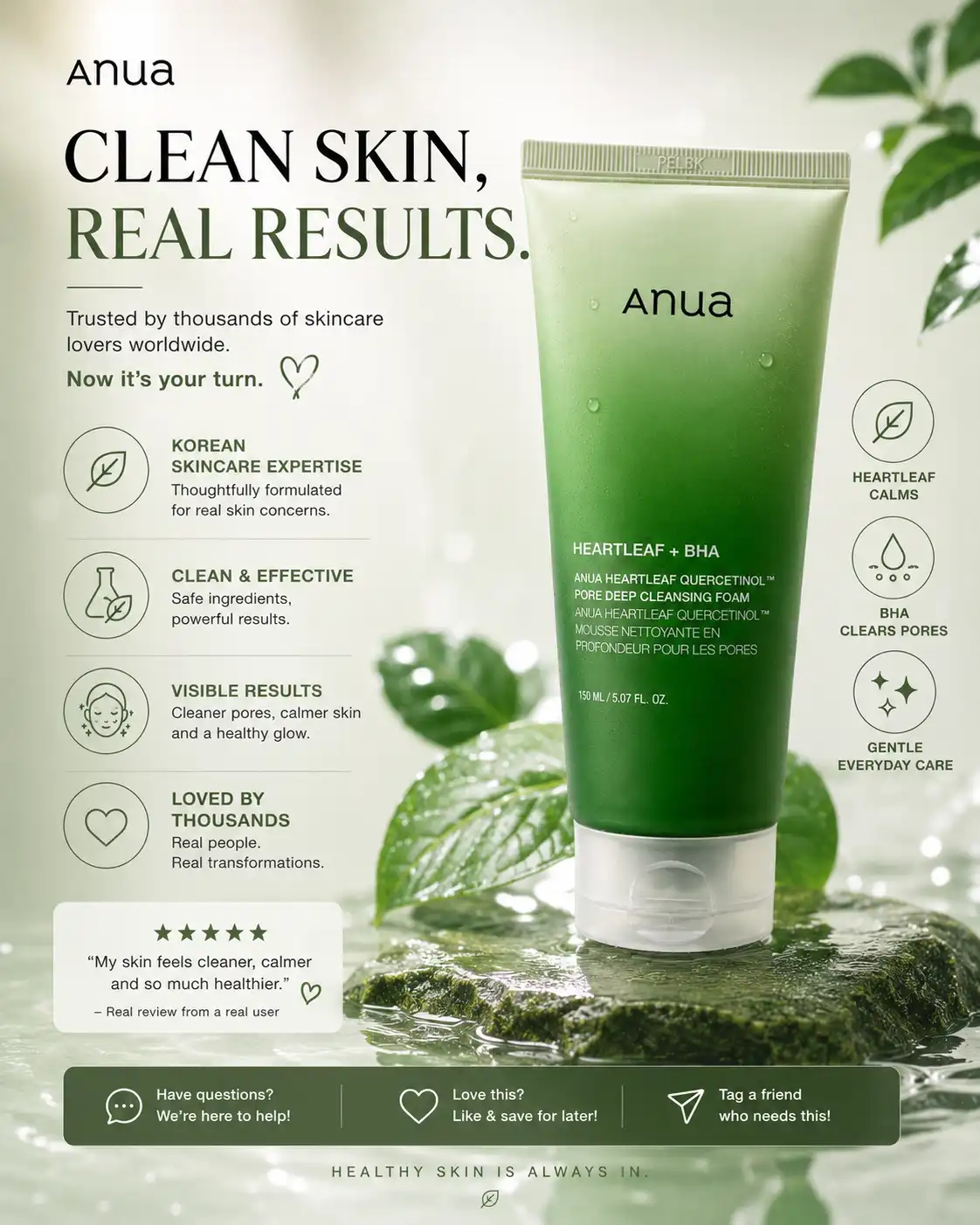 Product image of Anua Heartleaf Quercetinol Pore Deep Cleansing Foam 150ml