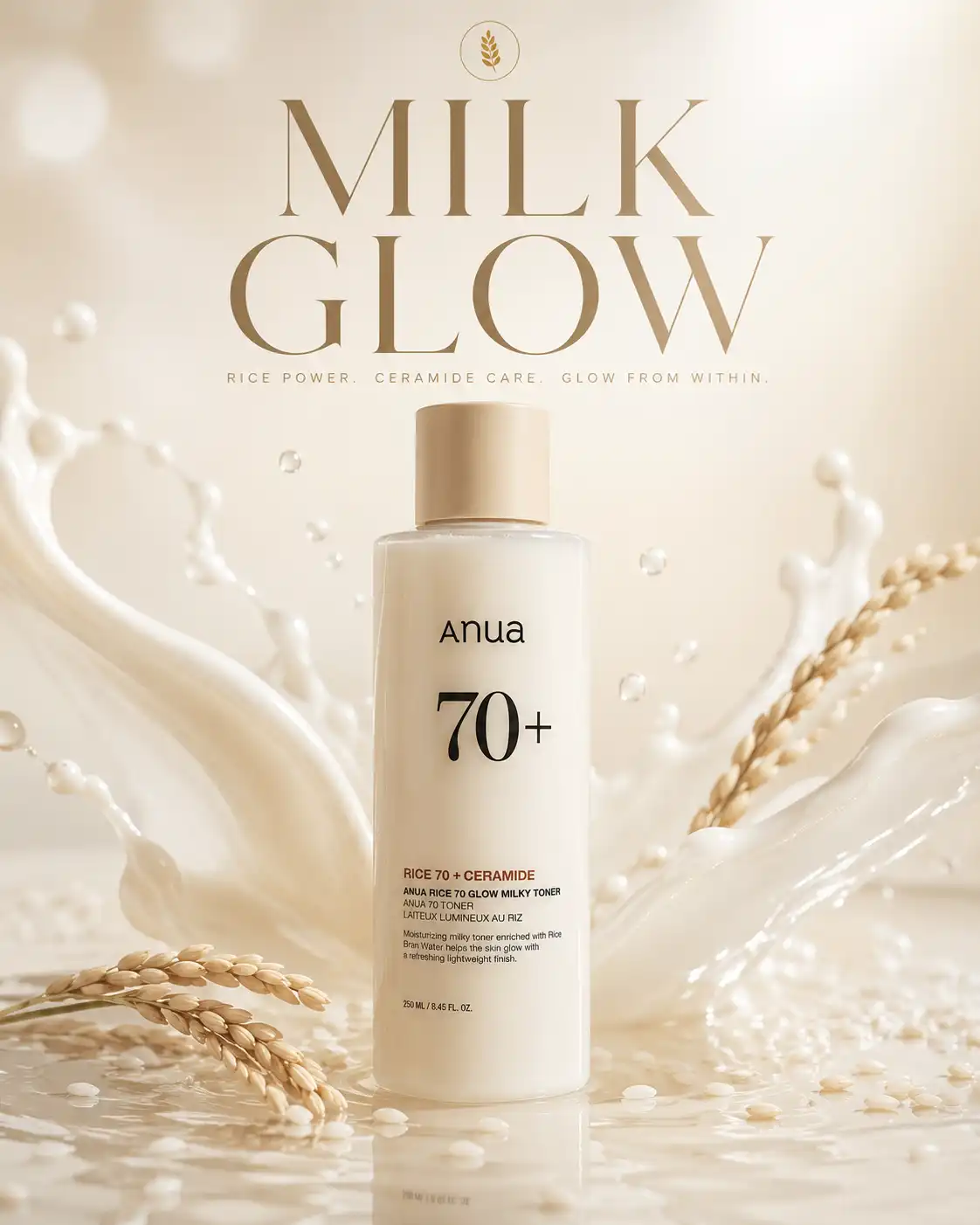Product image of Anua Rice 70 + Ceramide Glow Milky Toner 250ml
