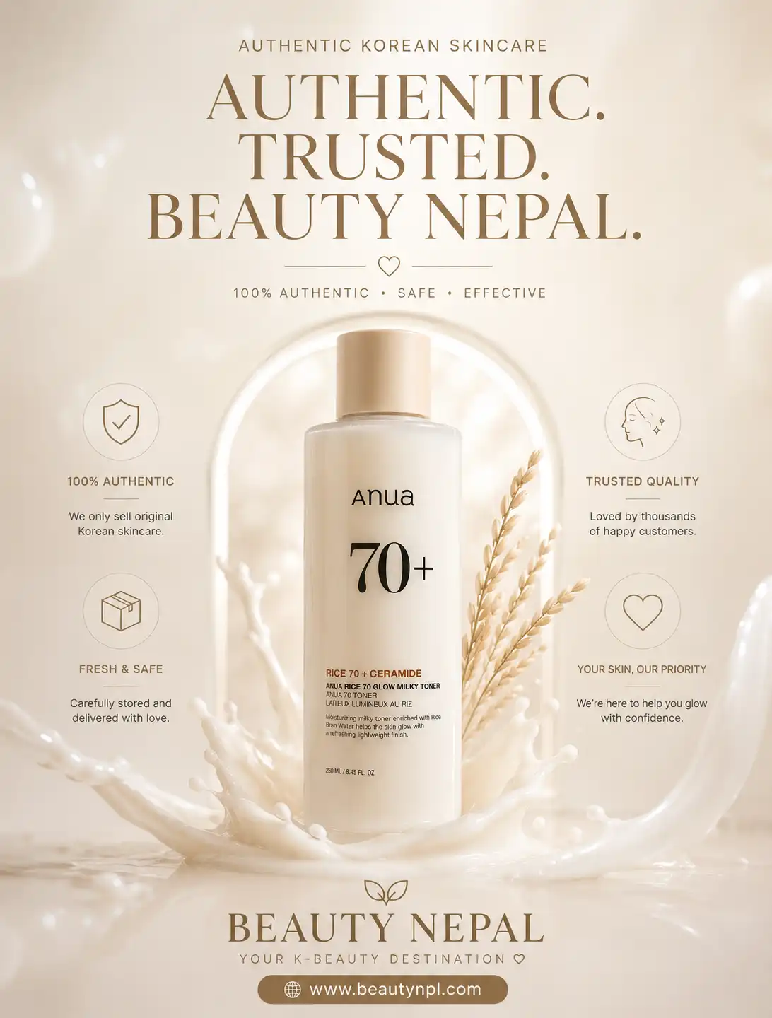 Product image of Anua Rice 70 + Ceramide Glow Milky Toner 250ml