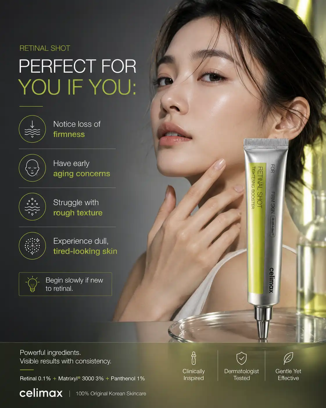 Product image of Celimax Retinal Shot Tightening Booster 15ml - Korean Retinal Serum for Firm Skin in Nepal