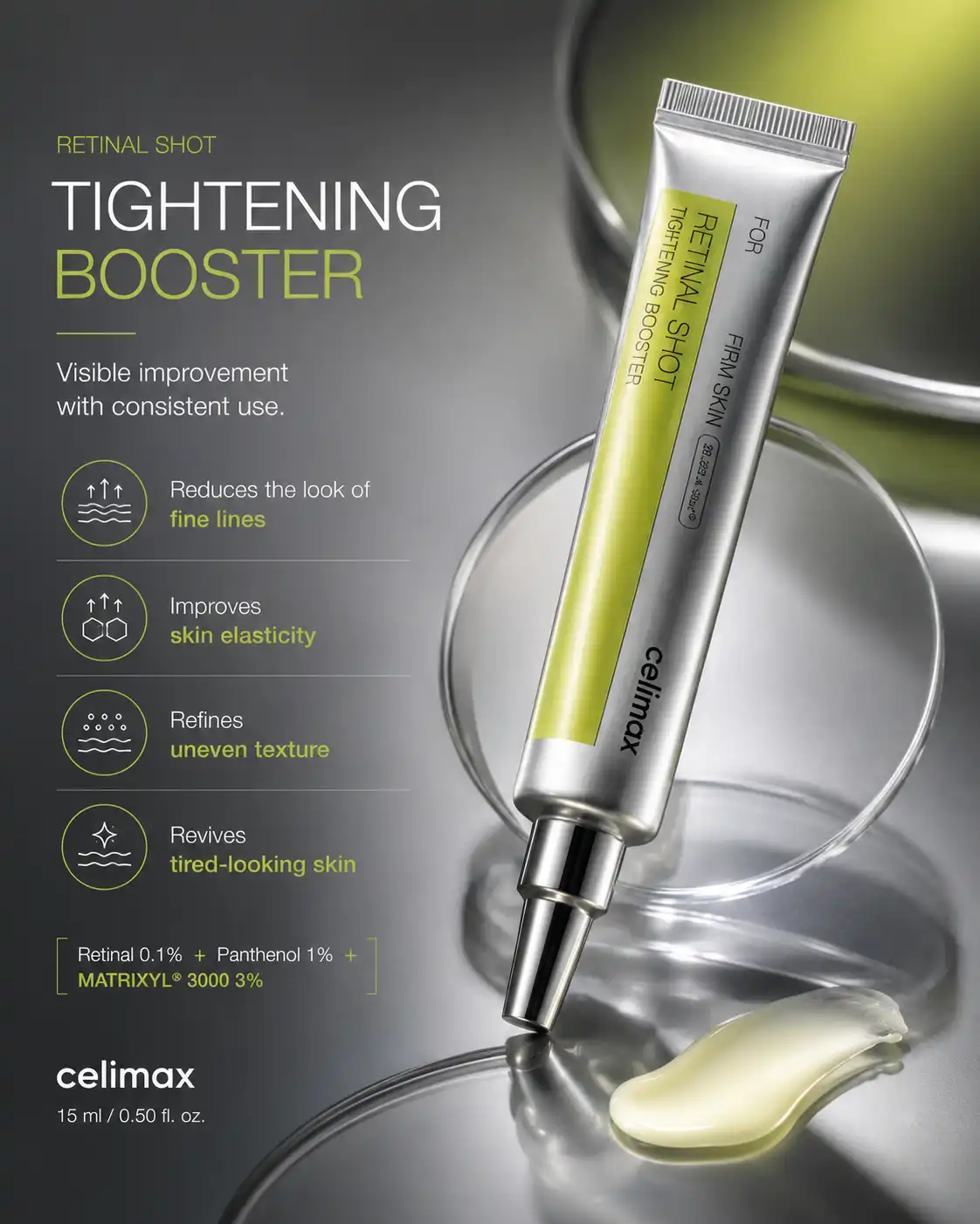 Product image of Celimax Retinal Shot Tightening Booster 15ml - Korean Retinal Serum for Firm Skin in Nepal