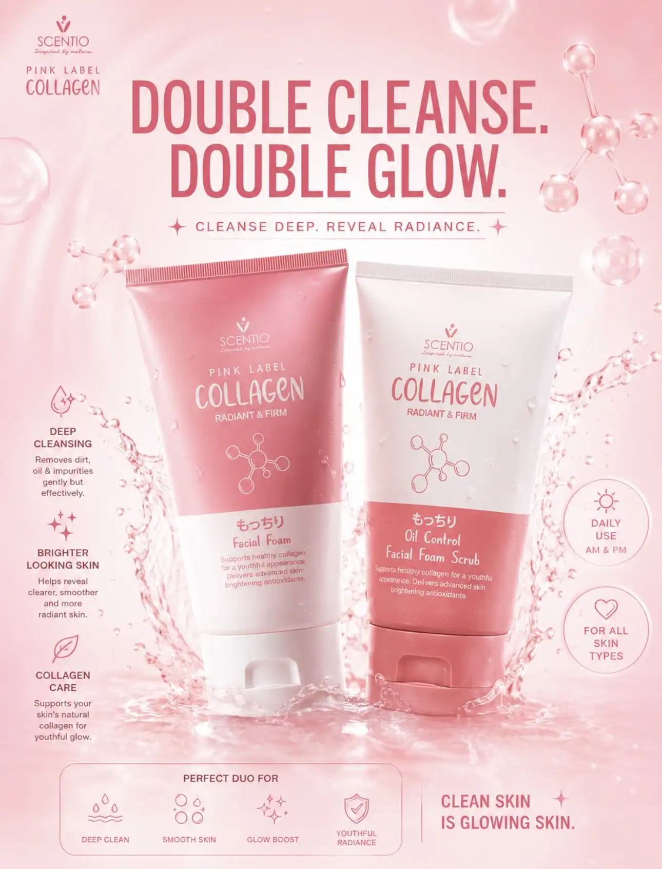 Product image of Scentio Pink Collagen Radiant & Firm Facial Foam - Beauty Buffet