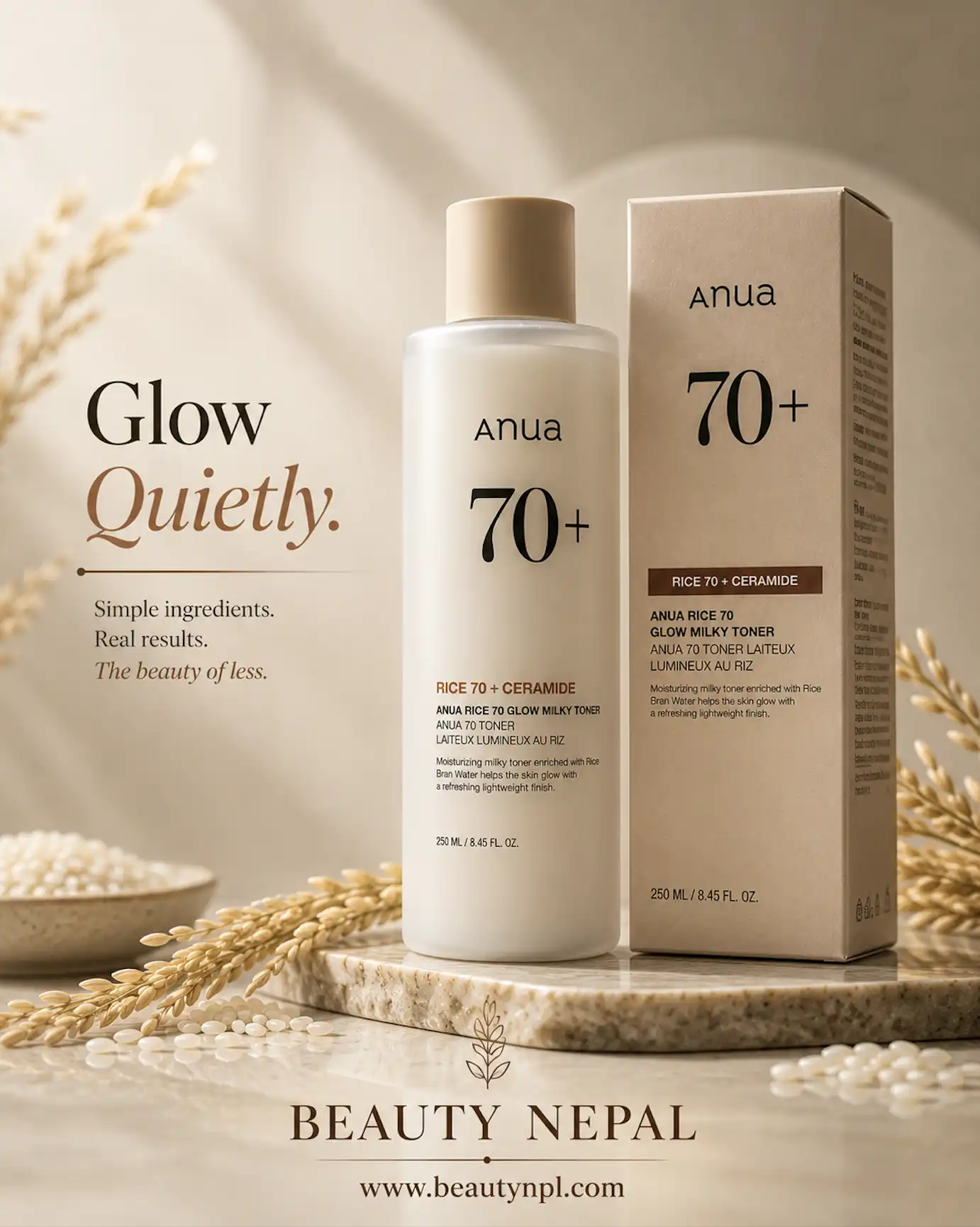 Product image of Anua Rice 70 + Ceramide Glow Milky Toner 250ml