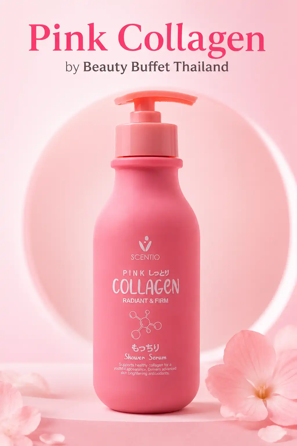 Product image of SCENTIO PINK COLLAGEN RADIANT & FIRM SHOWER SERUM (350 ML) - Beauty Buffet