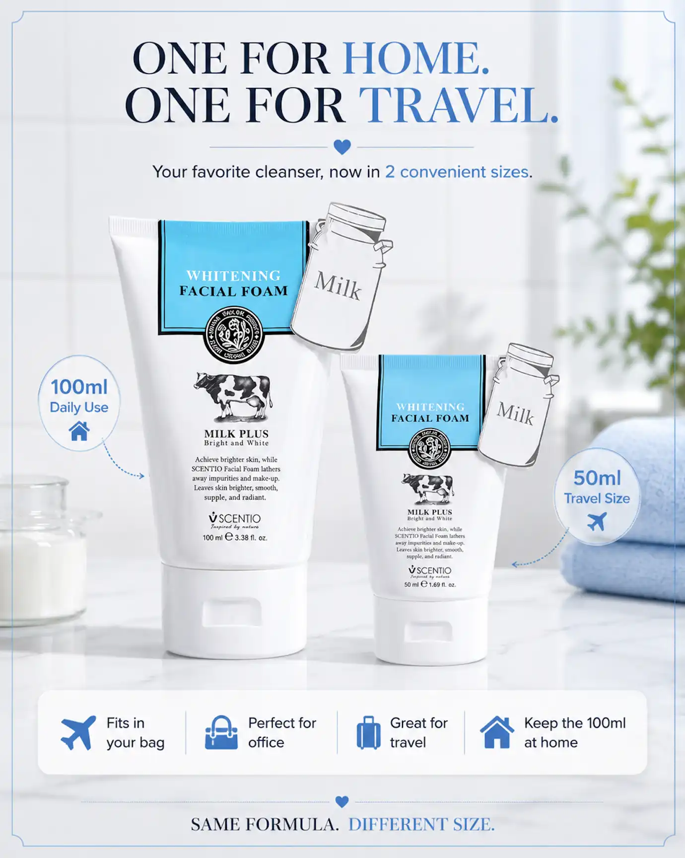 Product image of Scentio Milk Plus Whitening Q10 Facial Foam – Brightening Cleanser - Beauty Buffet
