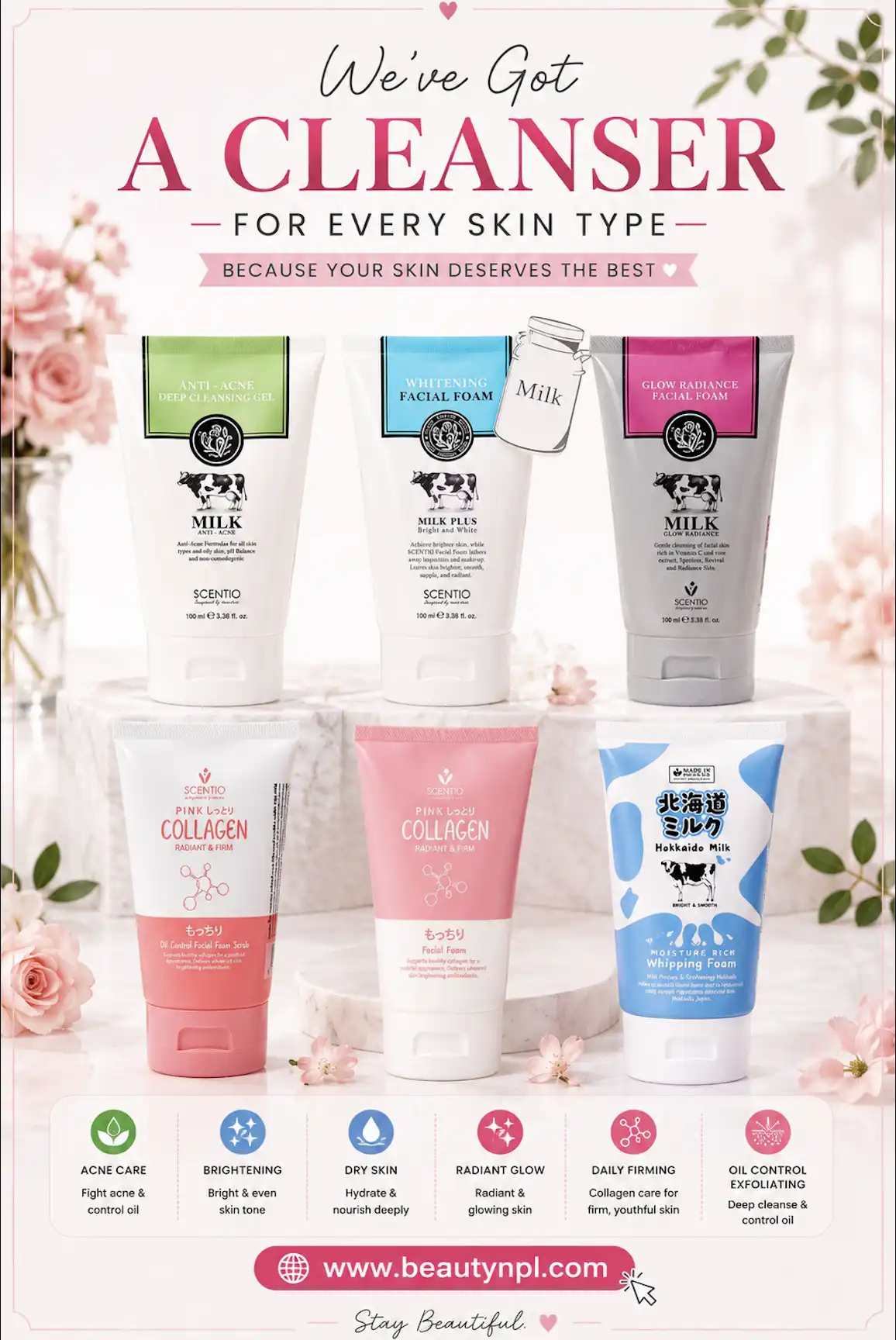 Product image of Scentio Milk Plus Whitening Q10 Facial Foam – Brightening Cleanser - Beauty Buffet
