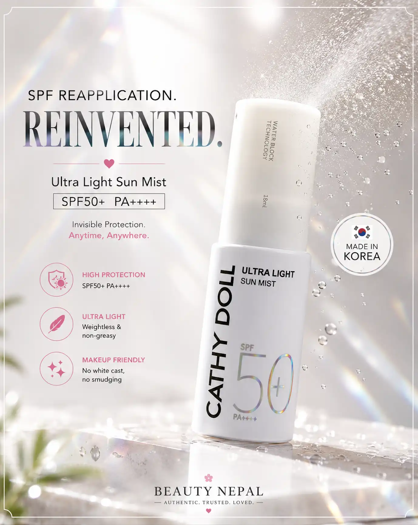Product image of Sunscreen – Ultra Light Sun Mist SPF 50+ PA++++ – Cathy Doll