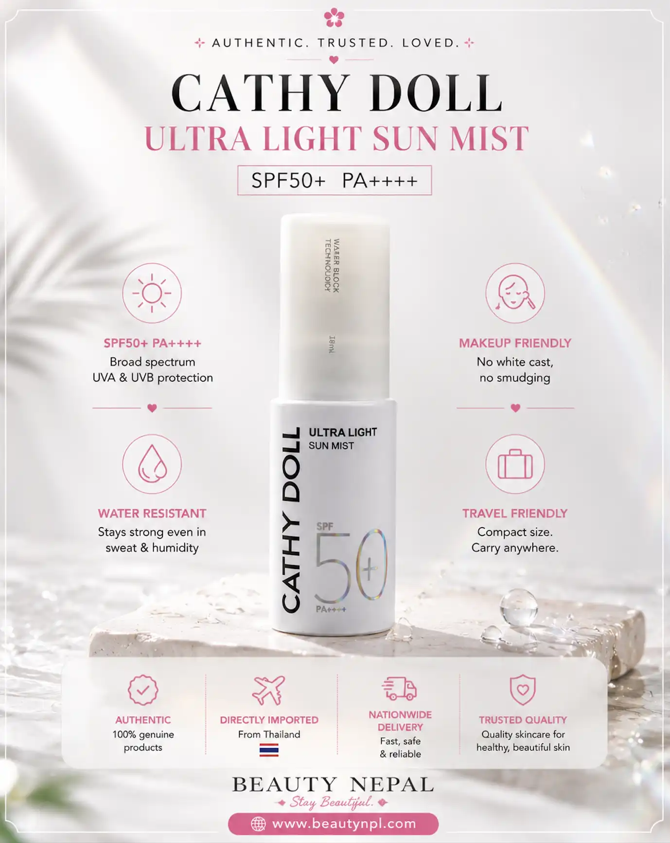Product image of Sunscreen – Ultra Light Sun Mist SPF 50+ PA++++ – Cathy Doll