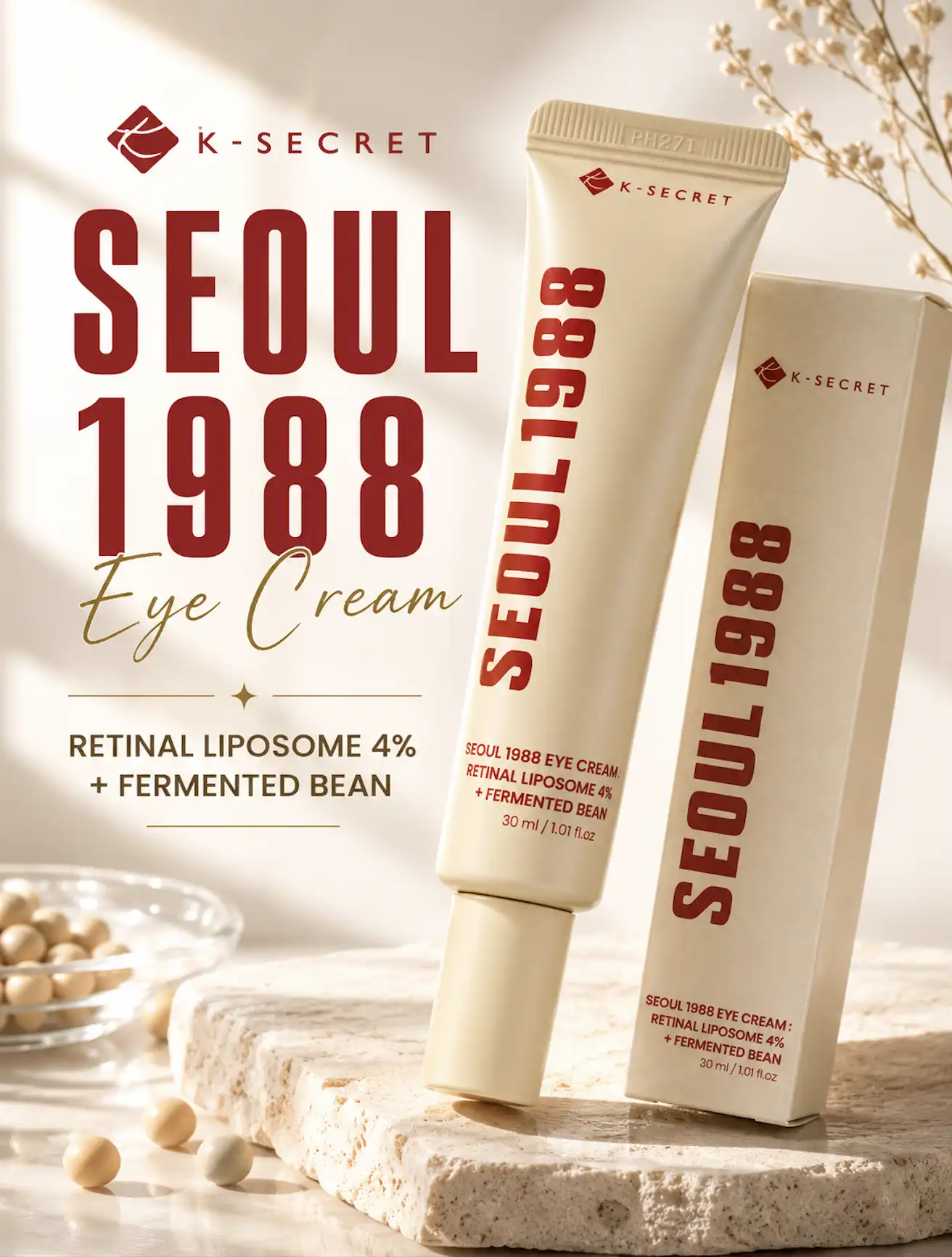 Product image of K-Secret Seoul 1988 Retinal Liposome Eye Cream 4% + Fermented Bean (30ml)