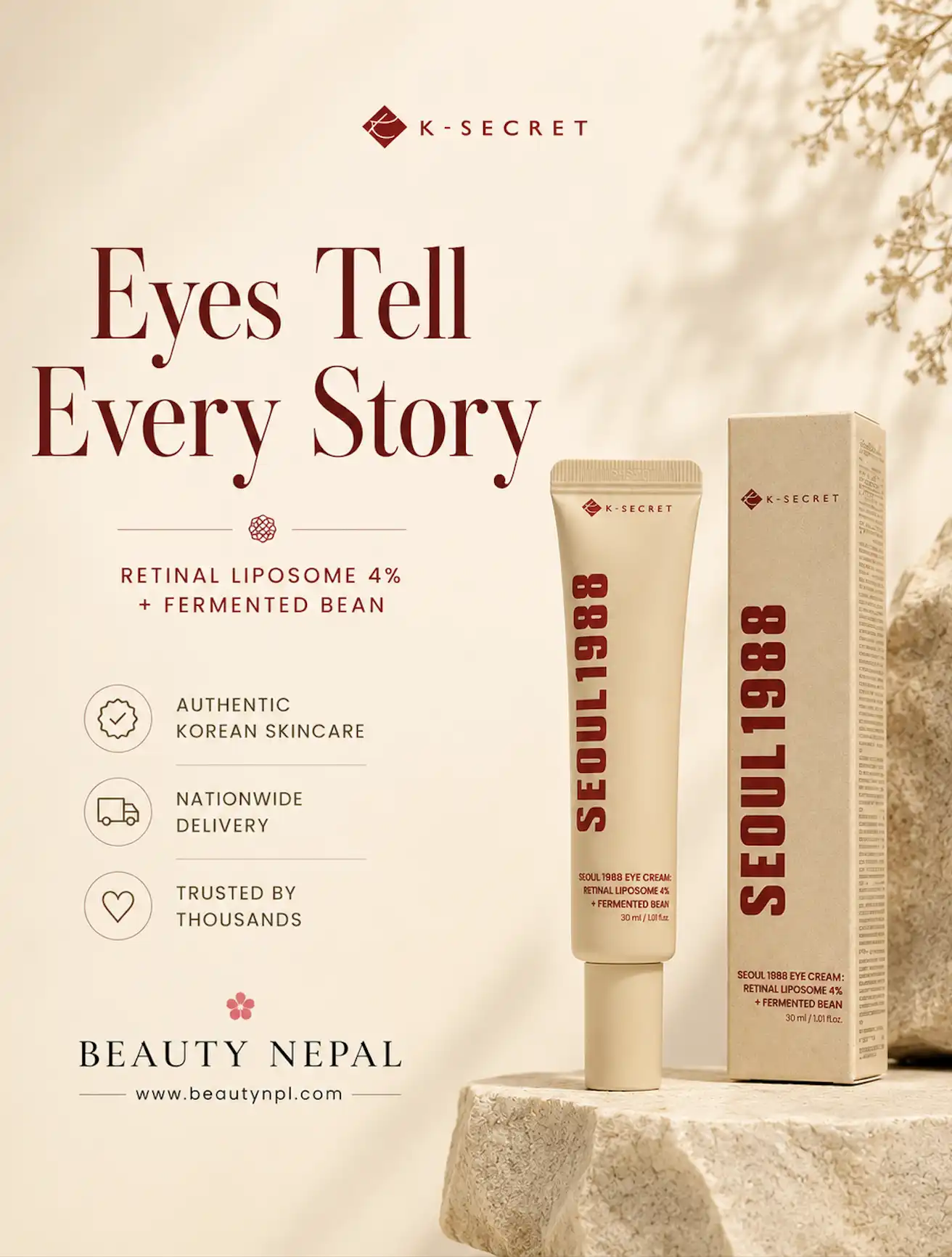 Product image of K-Secret Seoul 1988 Retinal Liposome Eye Cream 4% + Fermented Bean (30ml)