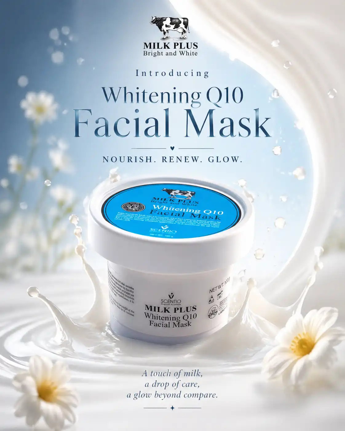 Product image of Scentio Milk Plus Whitening Q10 Facial Mask – Anti-Aging Mask - Beauty Buffet