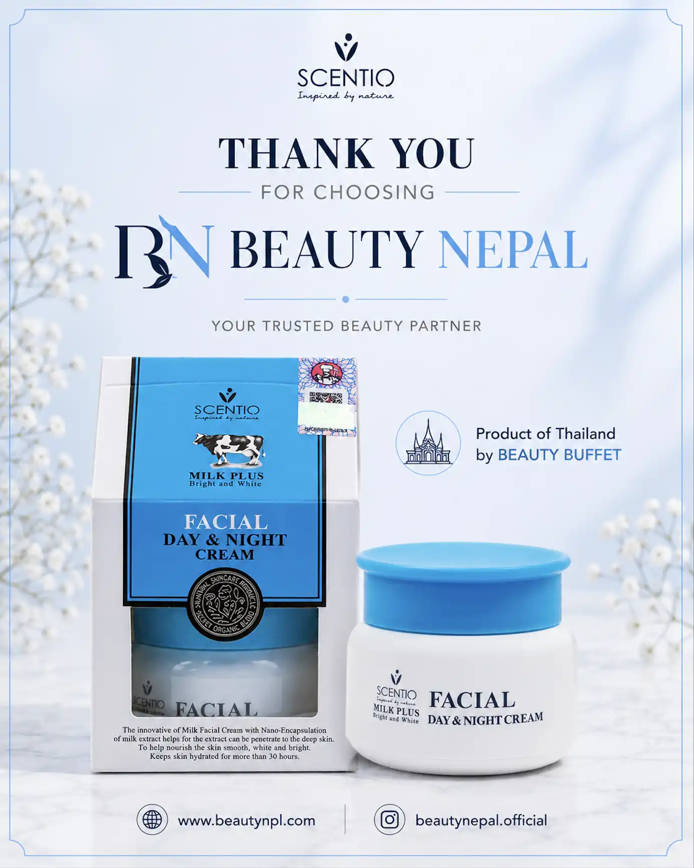 Product image of Scentio Milk Plus Bright & White Facial Day & Night Cream – Radiance & Hydration Treatment - Beauty Buffet