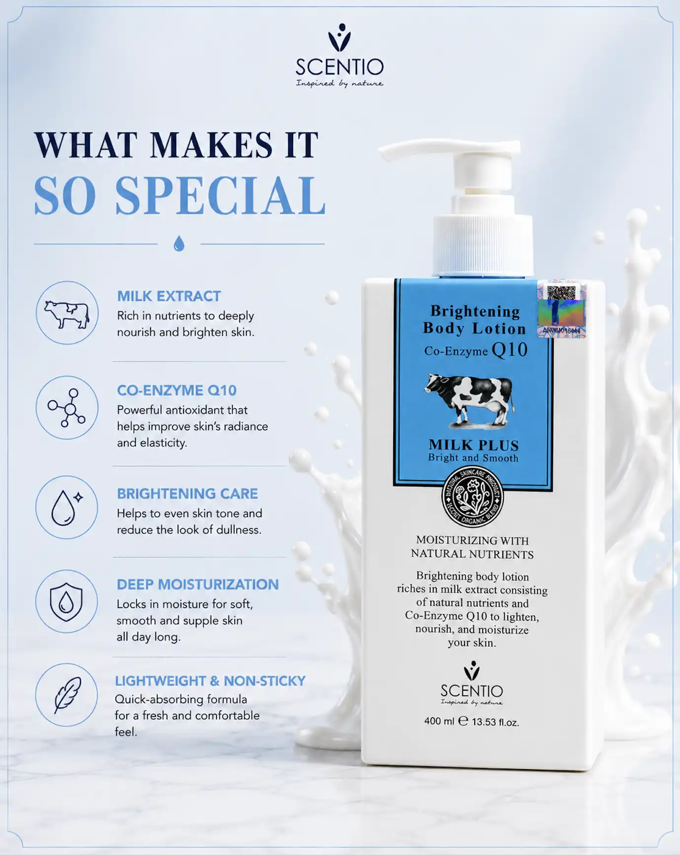 Product image of Scentio Brightening Body Lotion Co-Enzyme Q10 – Whitening & Anti-Aging Moisturizer - Beauty Buffet