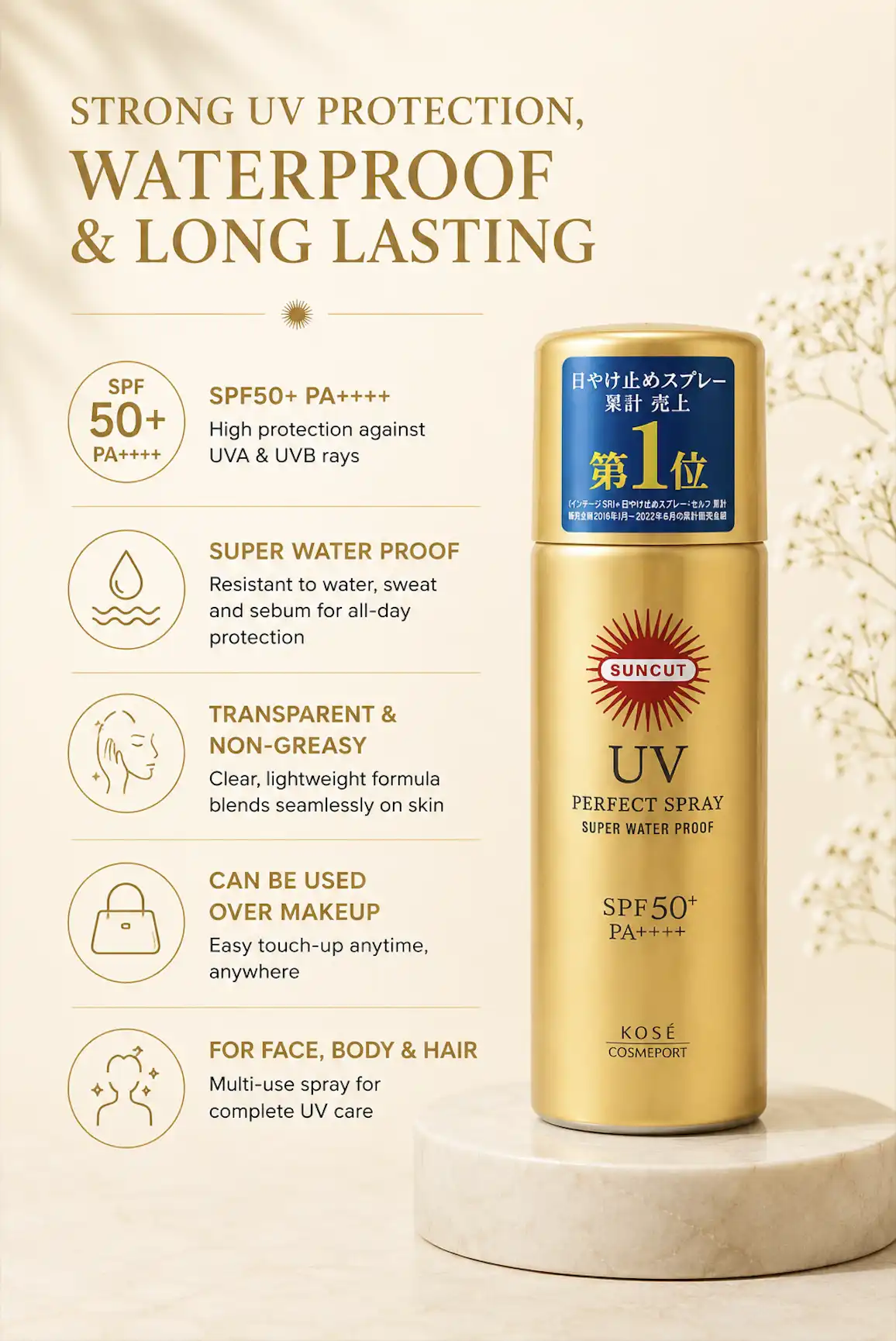Product image of UV Perfect Spray Super Waterproof SPF50+ PA++++ – Suncut