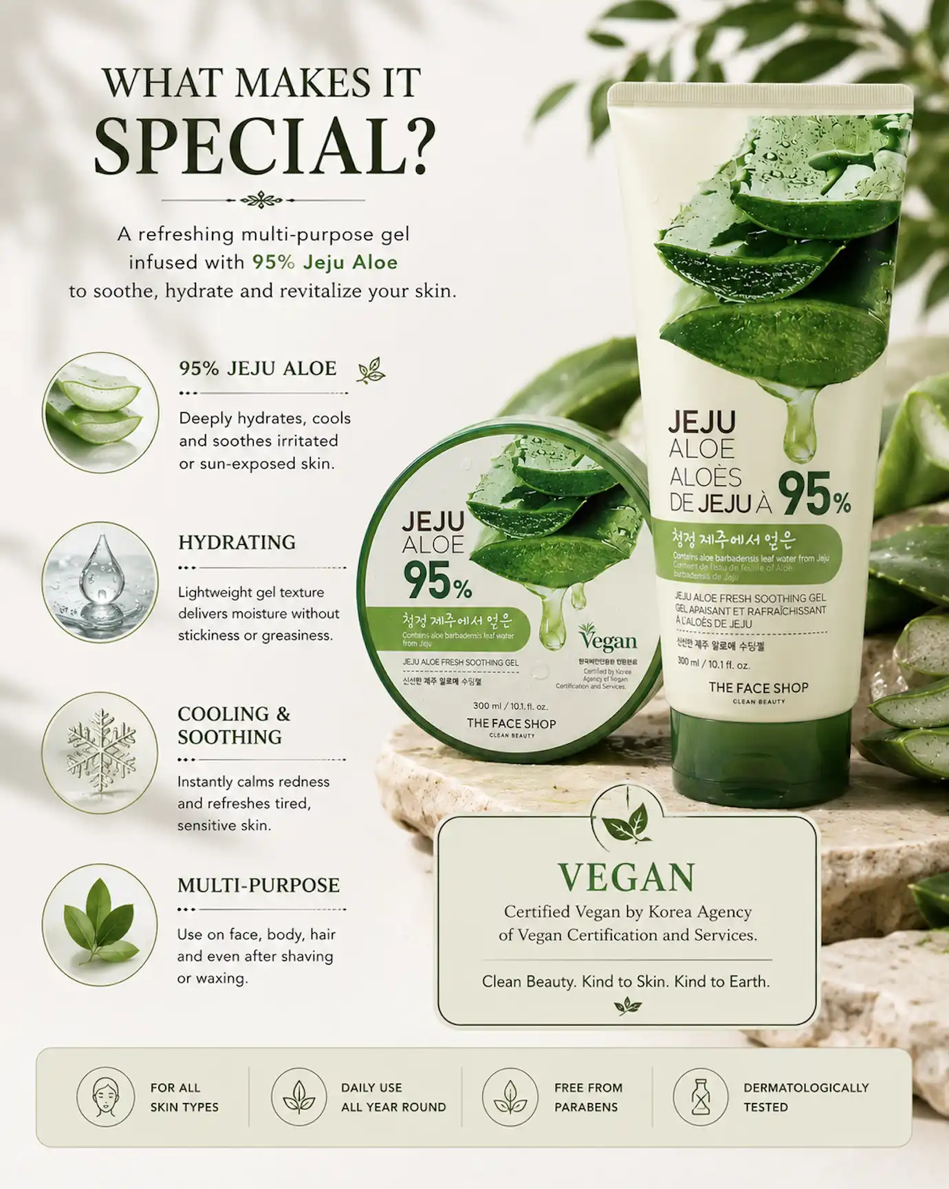 Product image of The Face Shop Jeju Aloe 95% Fresh Soothing Gel 300ml