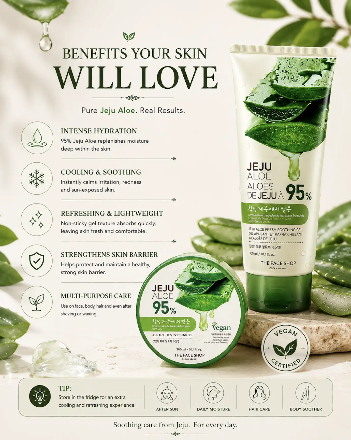 Product image of The Face Shop Jeju Aloe 95% Fresh Soothing Gel 300ml