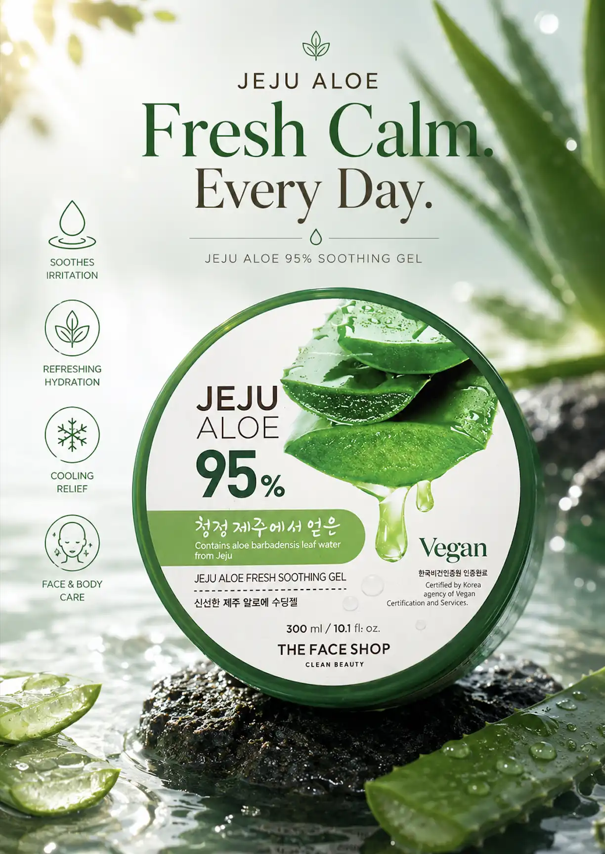 Product image of The Face Shop Jeju Aloe 95% Fresh Soothing Gel 300ml
