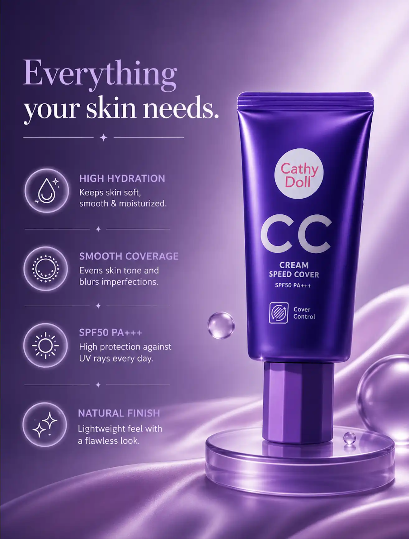 Product image of CC Cream – Speed Cover SPF 50 PA+++ – Cathy Doll