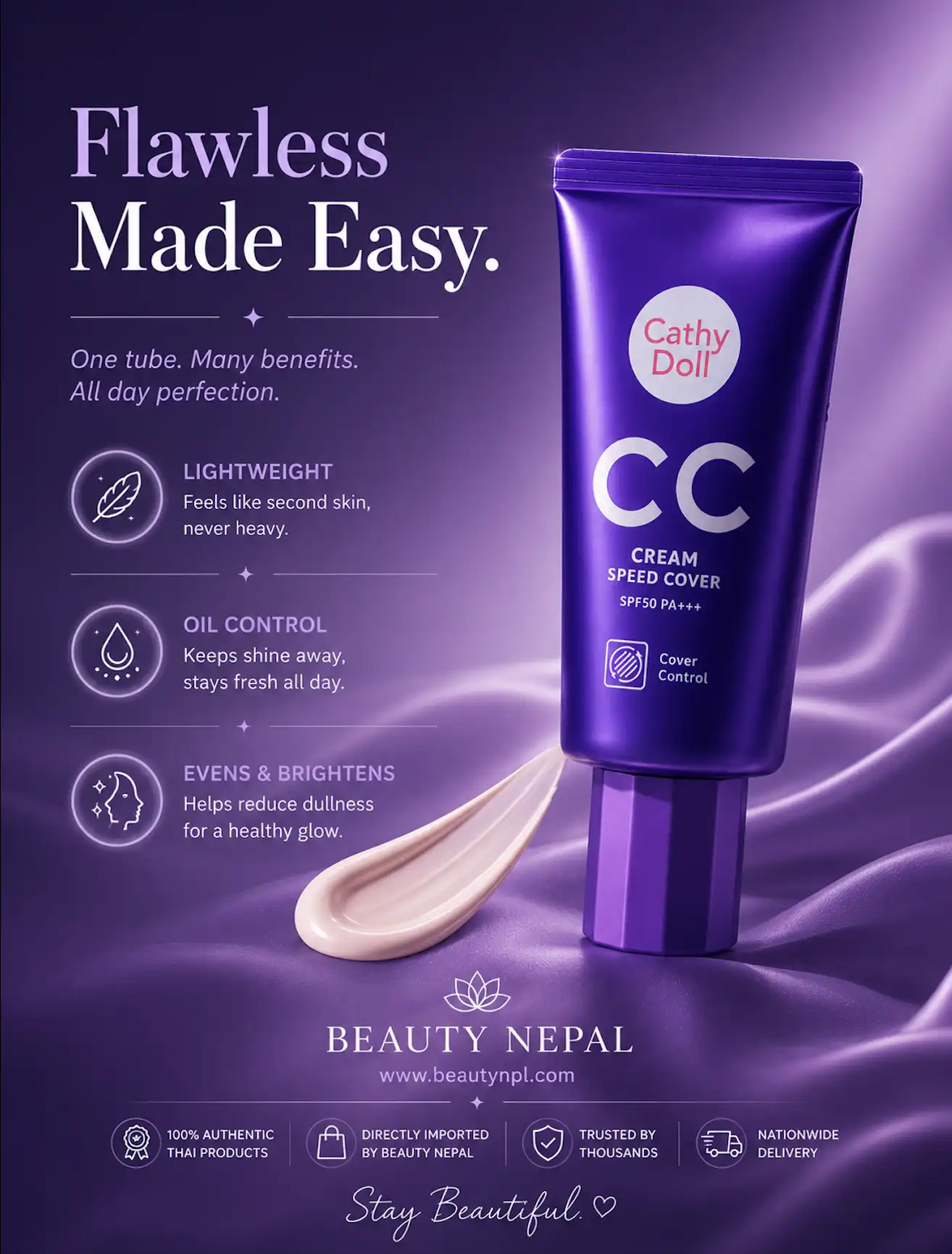 Product image of CC Cream – Speed Cover SPF 50 PA+++ – Cathy Doll