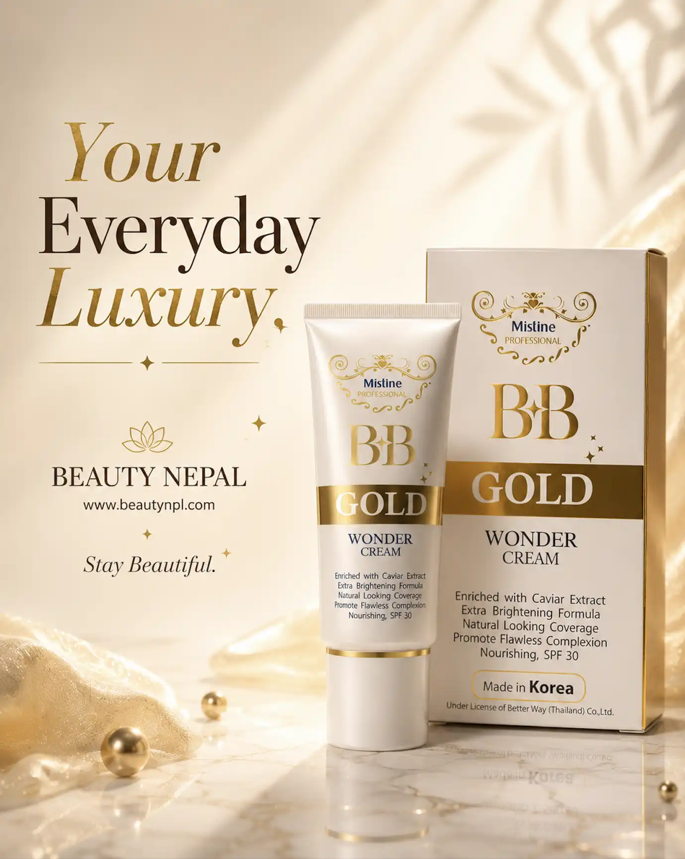 Product image of BB Cream – BB Gold Wonder Cream SPF 30 – Mistine