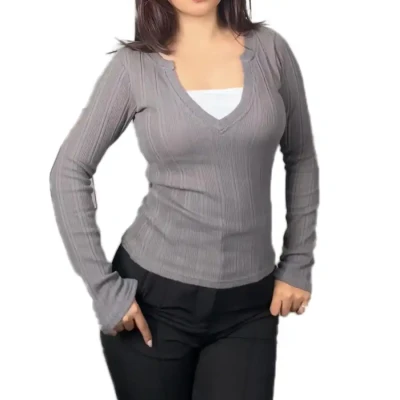 Deep V neck Cut Out Top
