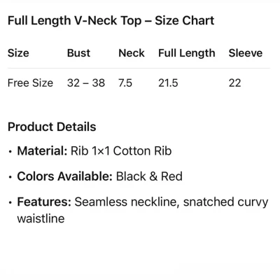 Full length V neck Top
