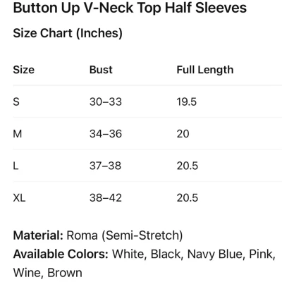 Button Up V neck Top Half Sleev...
