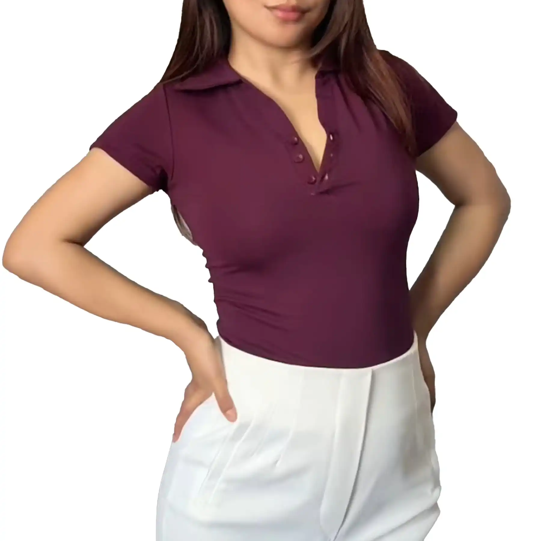 Product image of Button Up V neck Top Half Sleeves