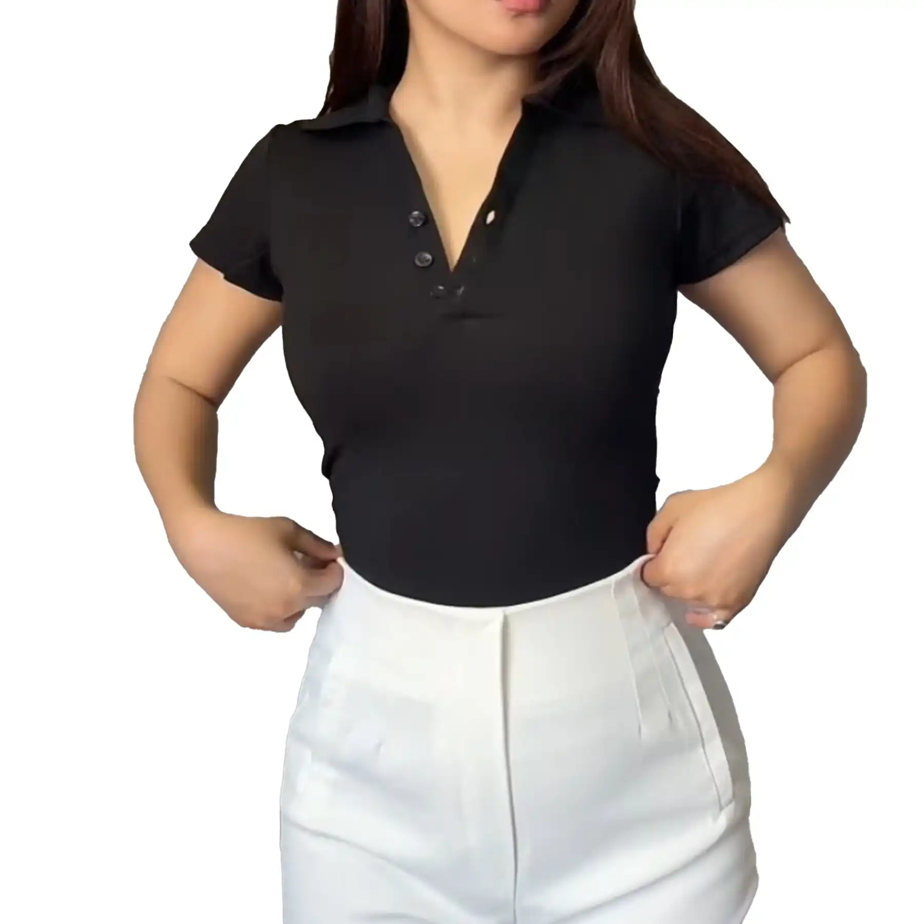 Product image of Button Up V neck Top Half Sleeves