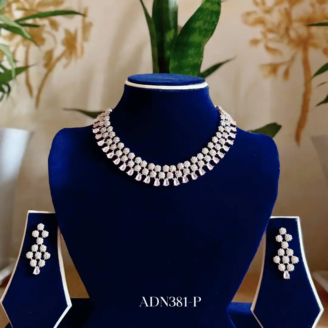 Product image of ADN381 | Premium AD Stone Necklace Set with Earrings – Elegant Party & Bridal Jewelry