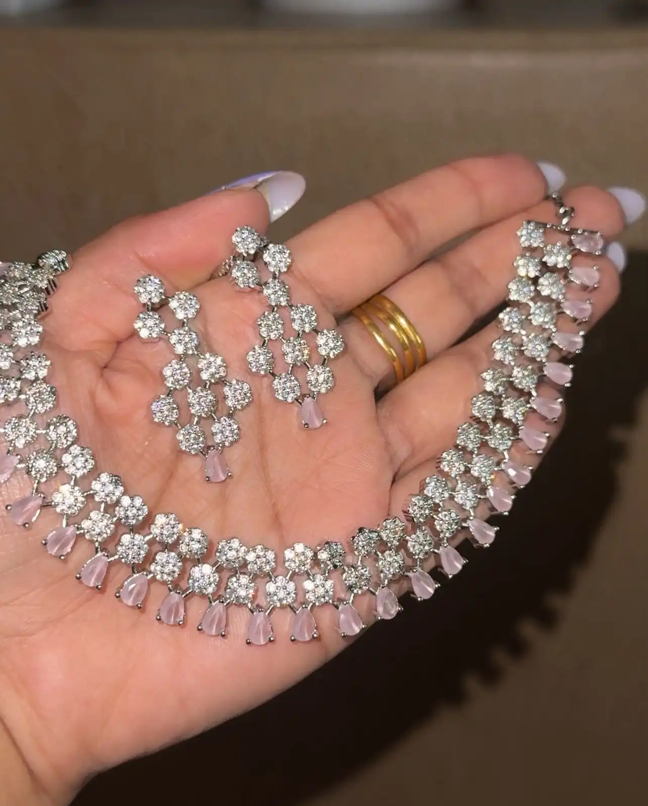 Product image of ADN381 | Premium AD Stone Necklace Set with Earrings – Elegant Party & Bridal Jewelry