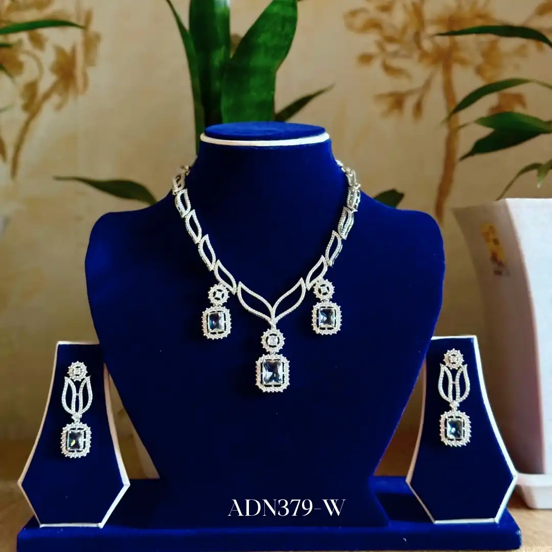 Product image of ADN379 | Elegant AD Stone Pendant Necklace Set with Earrings – Premium Party & Bridal Jewelry