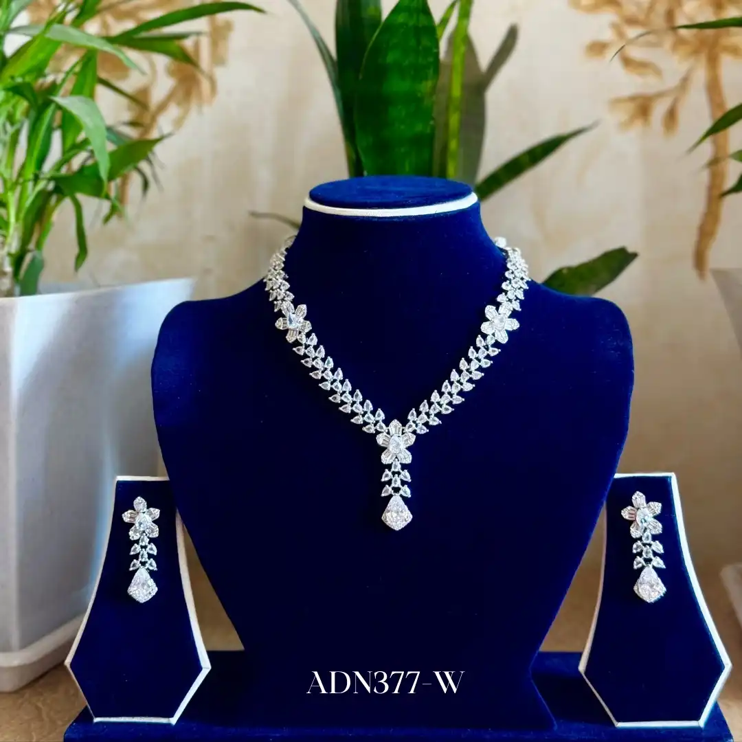 Product image of ADN377 | Classic Pure AD Drop Necklace Set with Earrings – Bridal & Party Jewelry