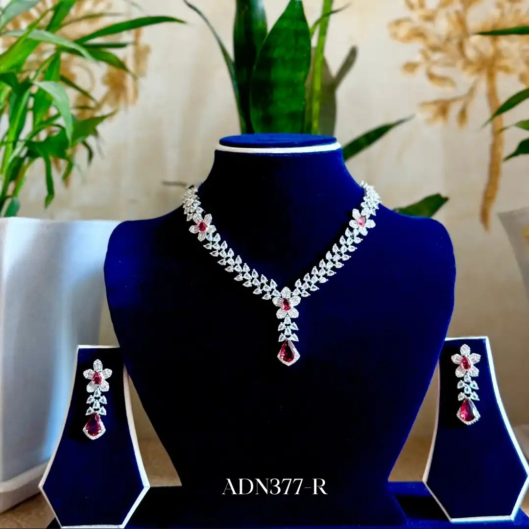 Product image of ADN377 | Classic Pure AD Drop Necklace Set with Earrings – Bridal & Party Jewelry
