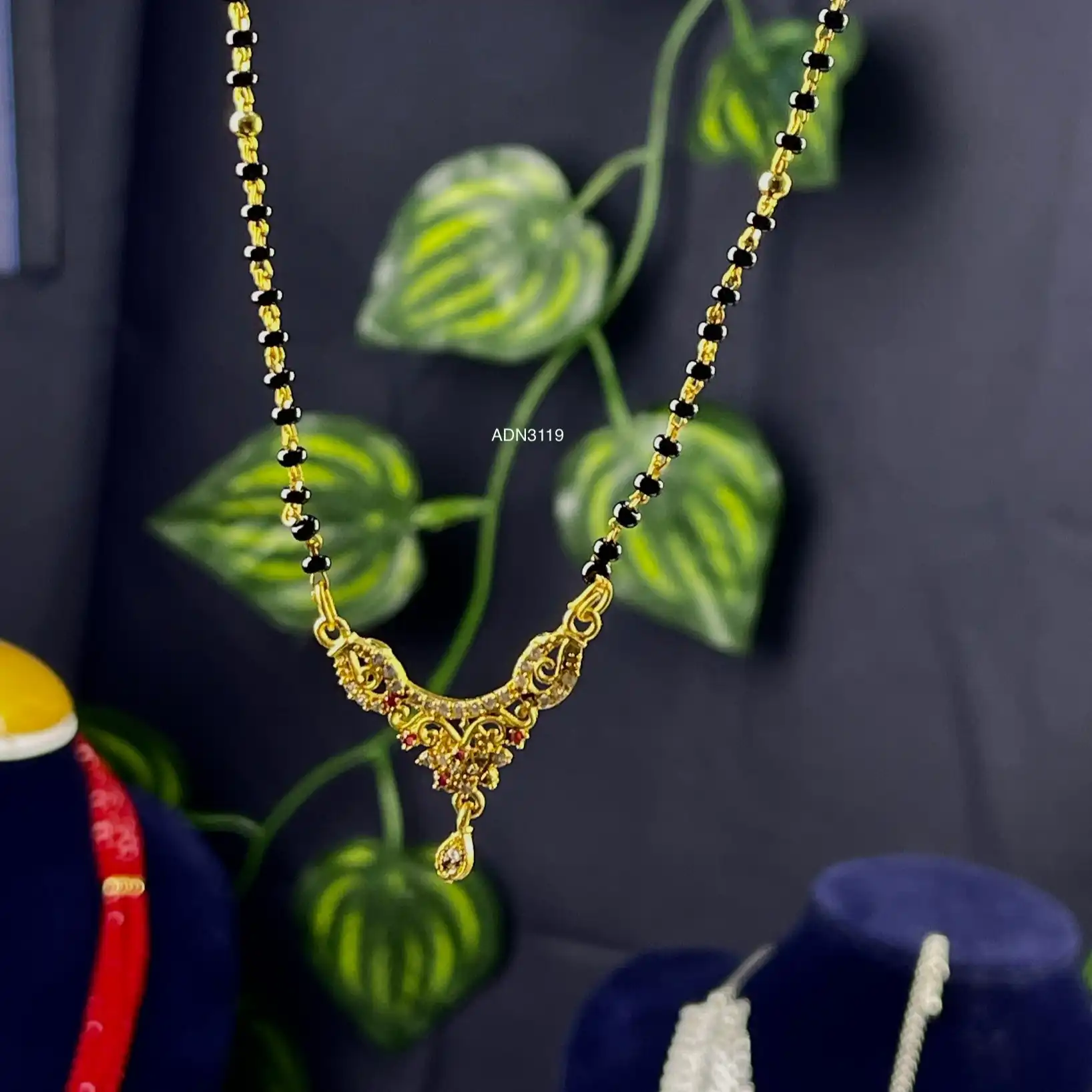 Product image of ADN3119 | Gold Plated AD Mangalsutra set (long mala)
