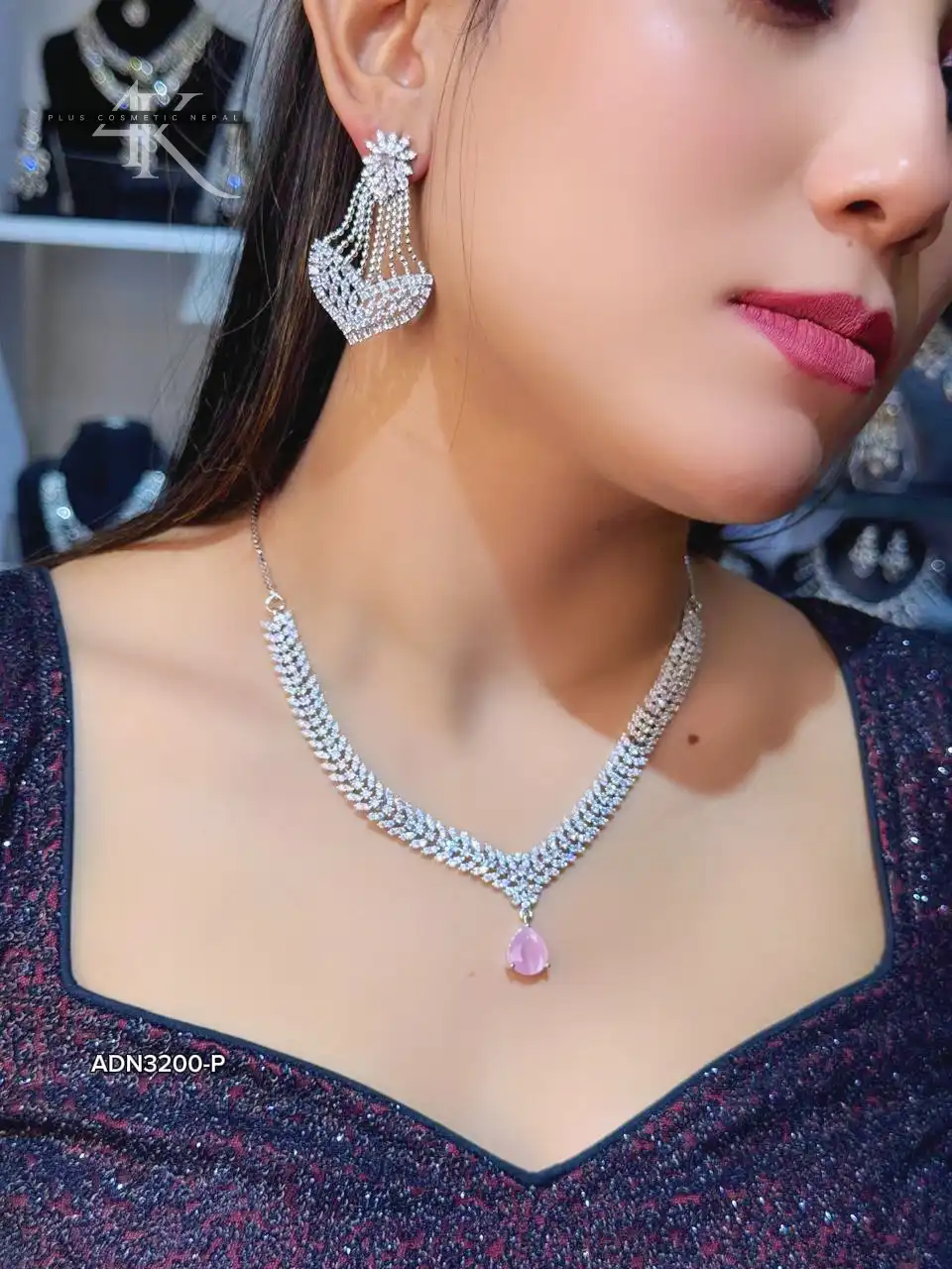 Product image of ADN3200| Simple Pendent Style Necklace with Unique Earrings- 4K Plus Cosmetics Nepal