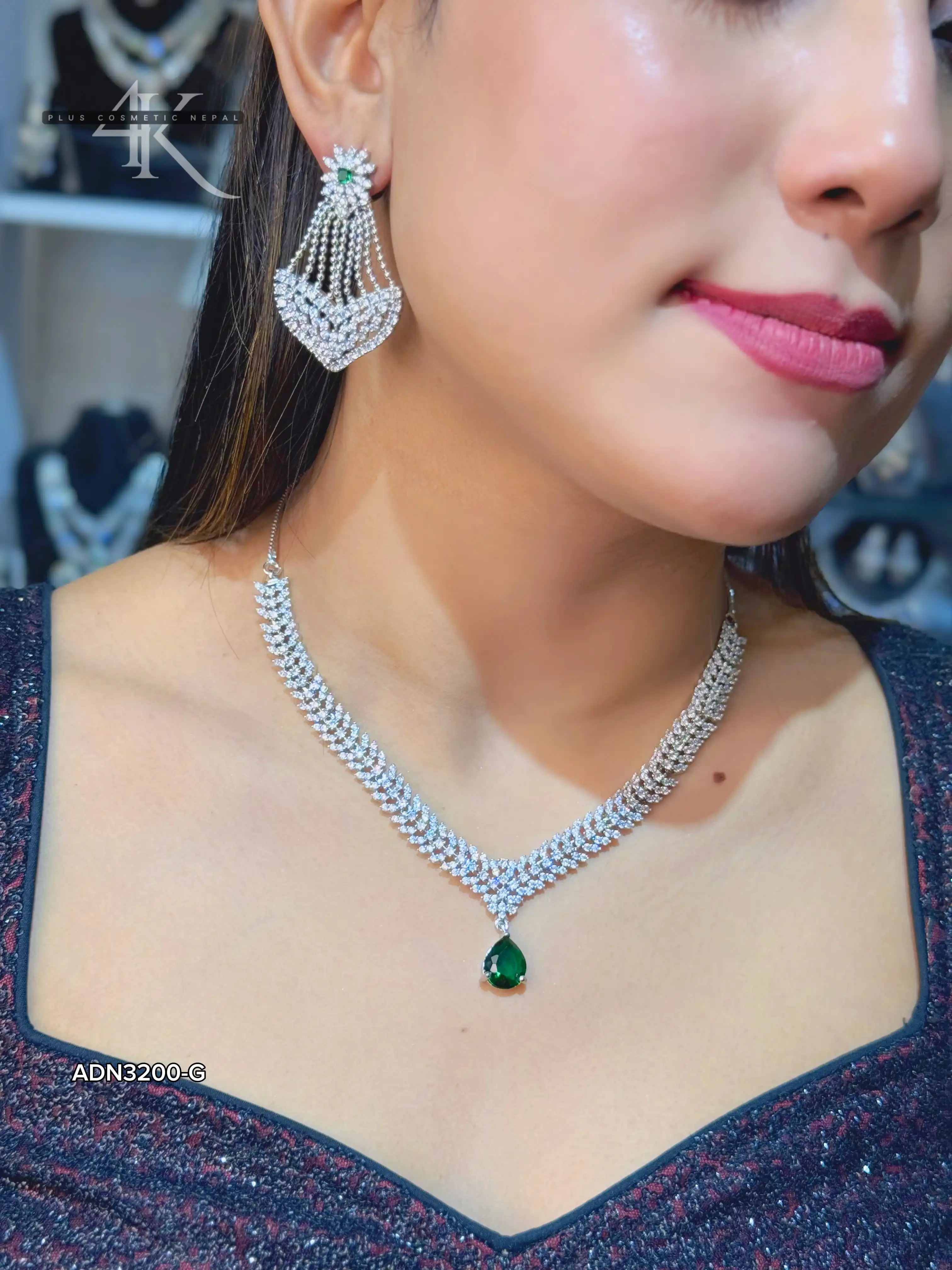 Product image of ADN3200| Simple Pendent Style Necklace with Unique Earrings- 4K Plus Cosmetics Nepal