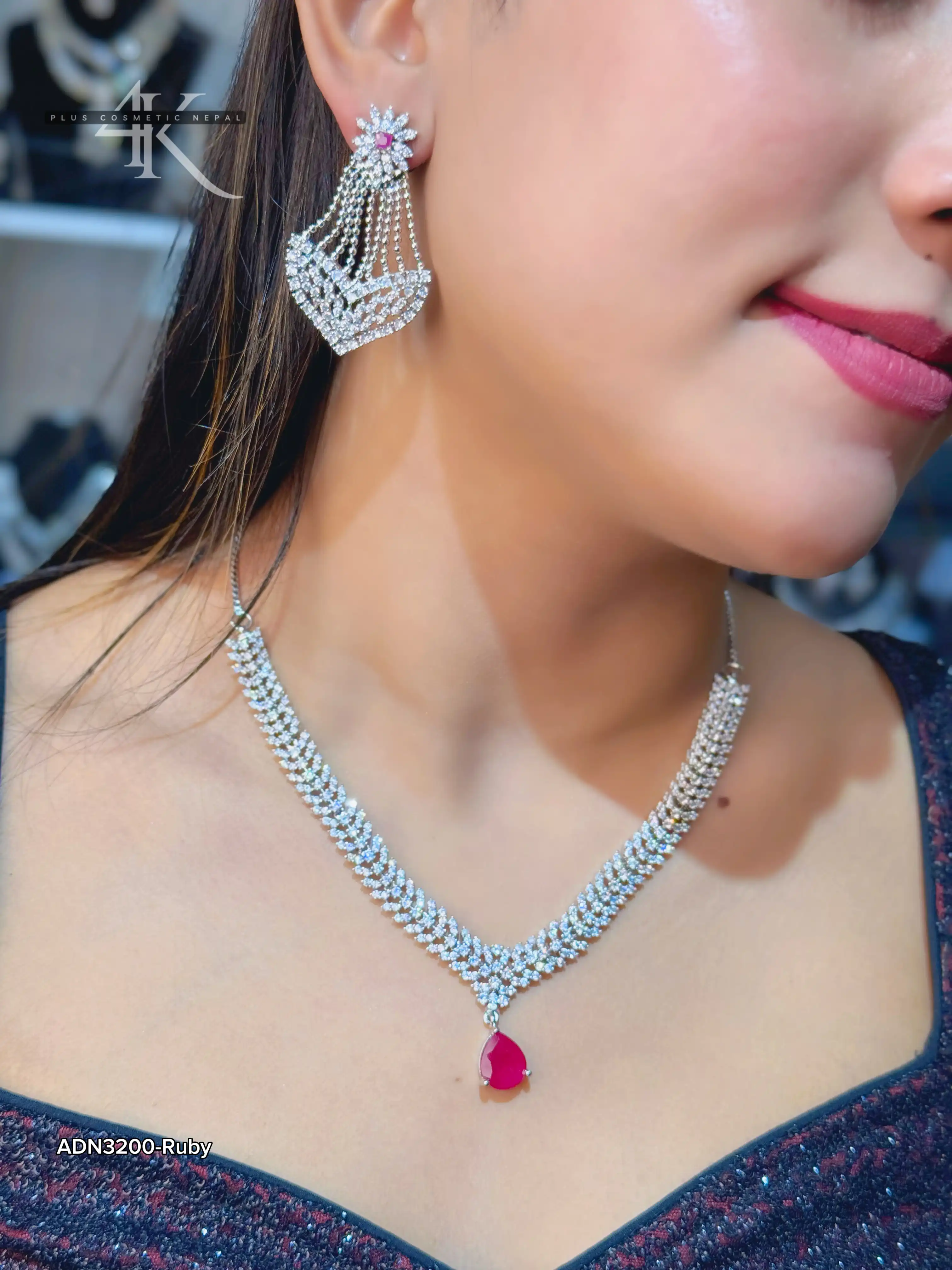 Product image of ADN3200| Simple Pendent Style Necklace with Unique Earrings- 4K Plus Cosmetics Nepal