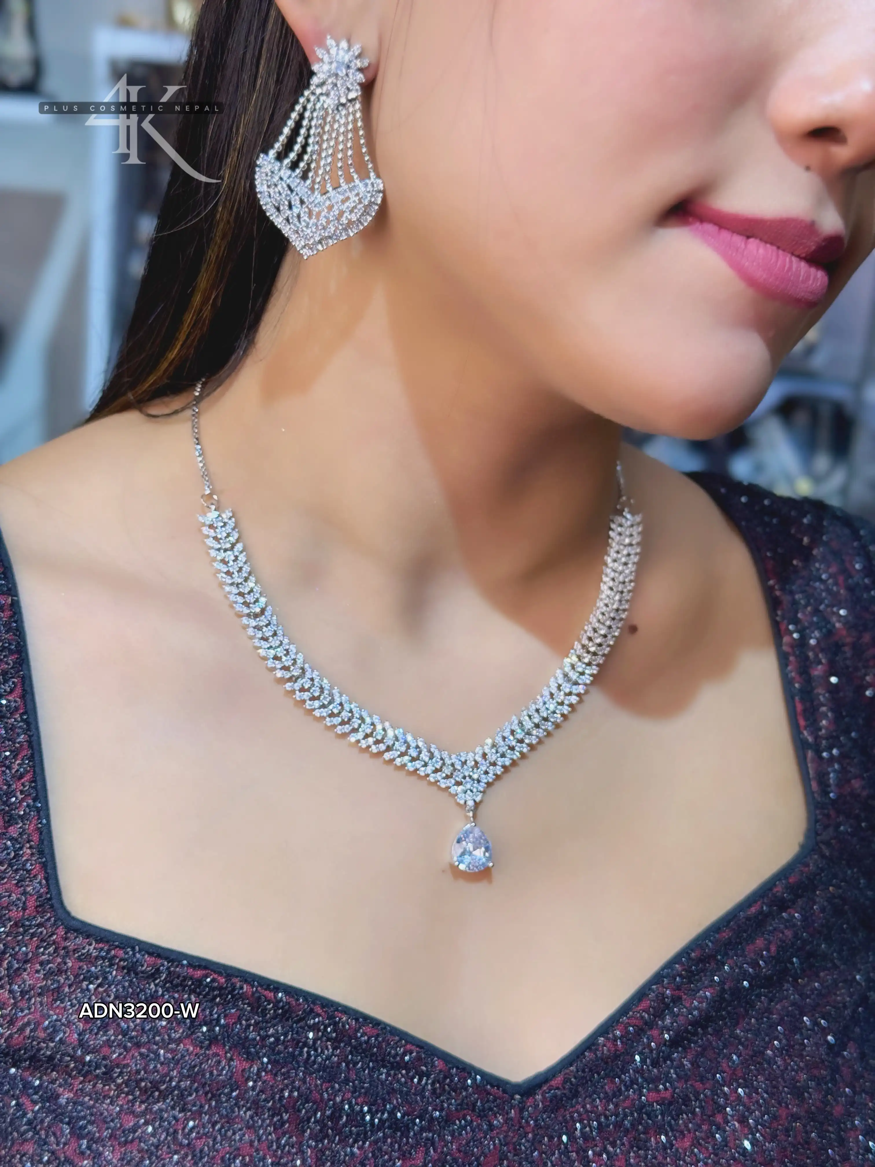 Product image of ADN3200| Simple Pendent Style Necklace with Unique Earrings- 4K Plus Cosmetics Nepal